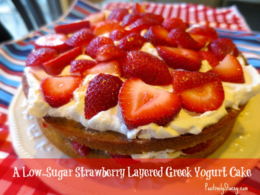 Low Sugar Strawberry Layered Greek Yogurt Cake