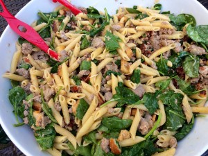 Penne with Italian Sausage, Spinach and Bread Crumbs Recipe