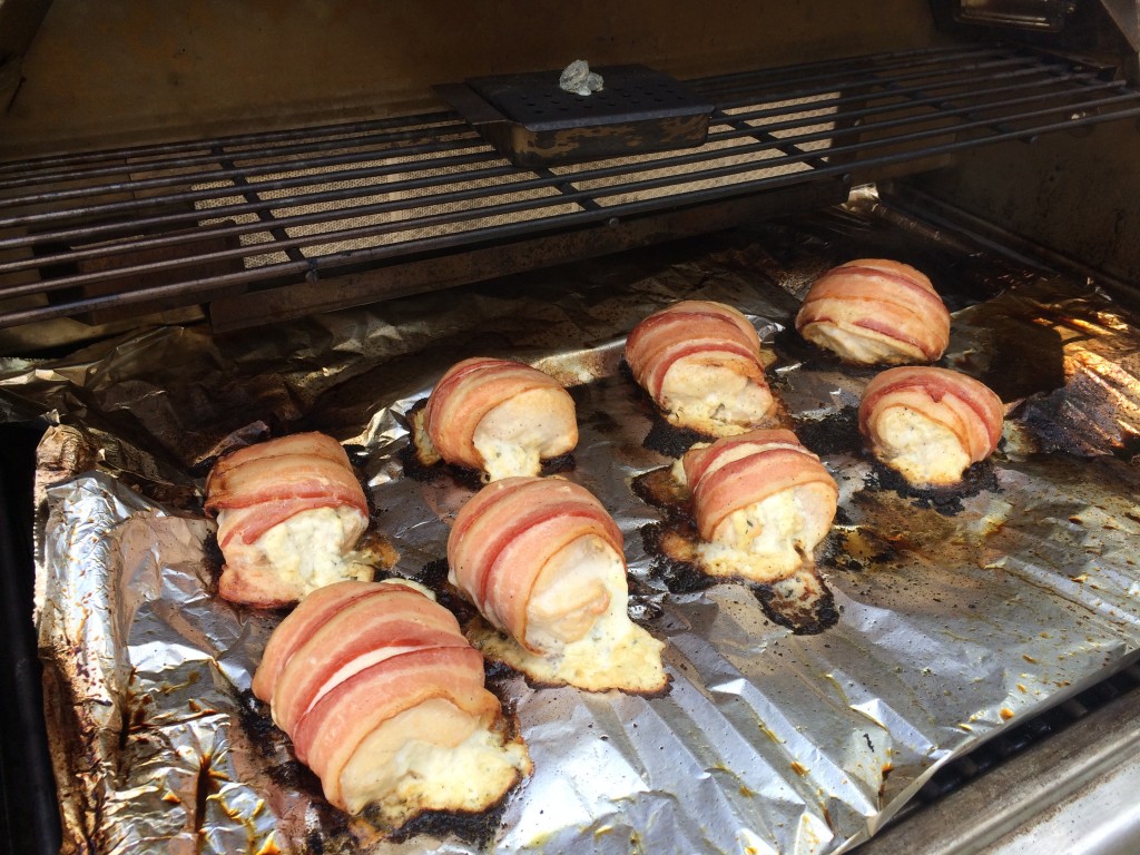 Cream Cheese Stuffed Bacon Wrapped Grilled Chicken 