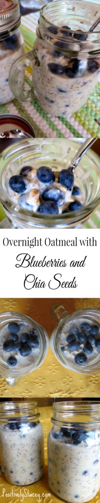 This Blueberry and chia seed overnight oatmeal is delicious! Make it at night and you will have a yummy and healthy breakfast waiting for you in the morning! 