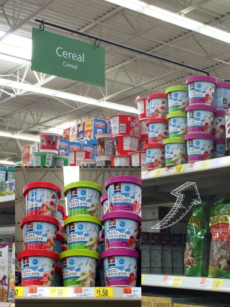 Quaker Medleys Yogurt Cups are found in either the cold or ready-to-eat cereal aisles.