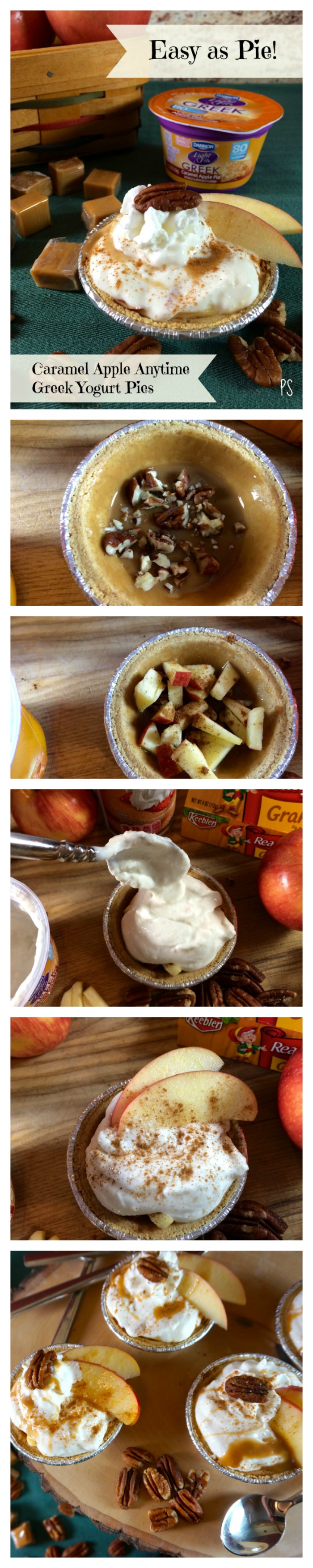 Caramel Apple Anytime Greek Yogurt Pies #EffortlessPies - So fast, easy, delicious, and a healthier choice for dessert! 