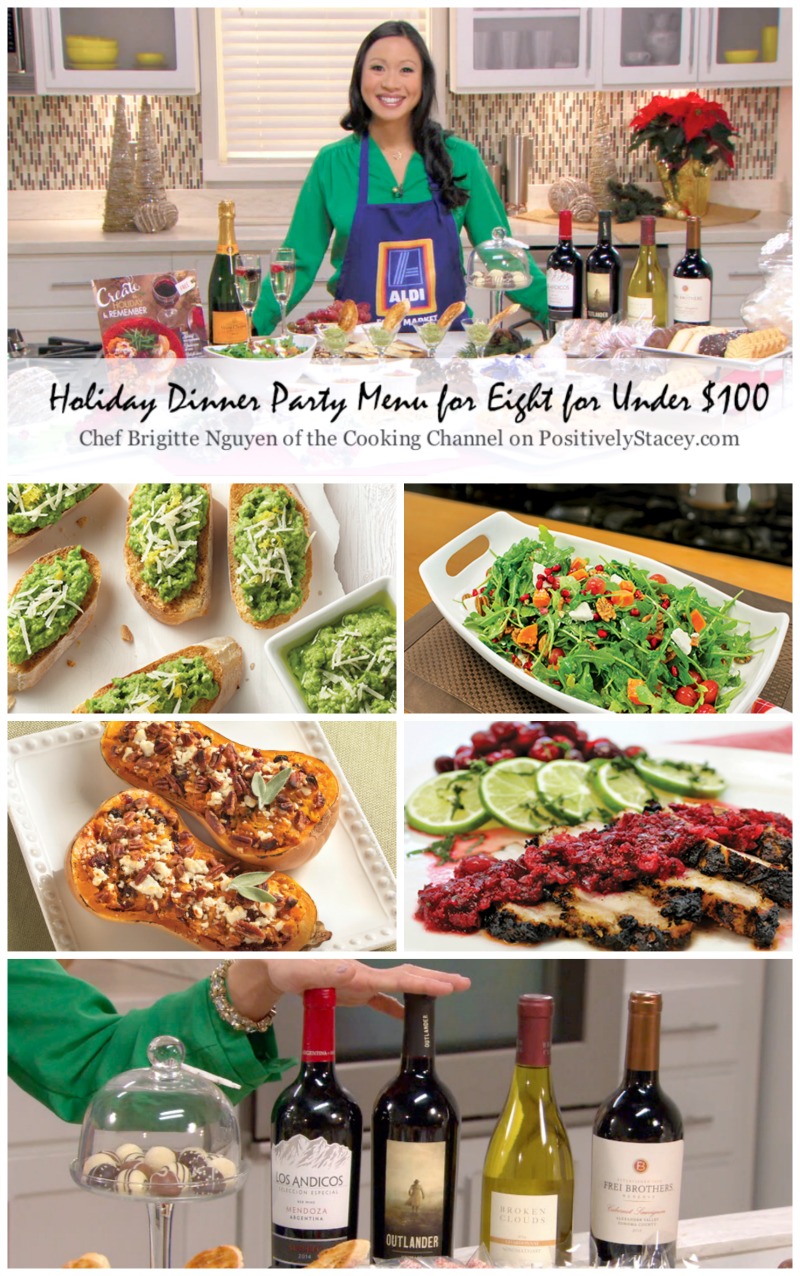 Budget Party Menu - Interview with Chef Brigitte Nguyen of the Cooking Channel on how to throw a dinner party for eight for under $100! That even includes four bottles of wine!