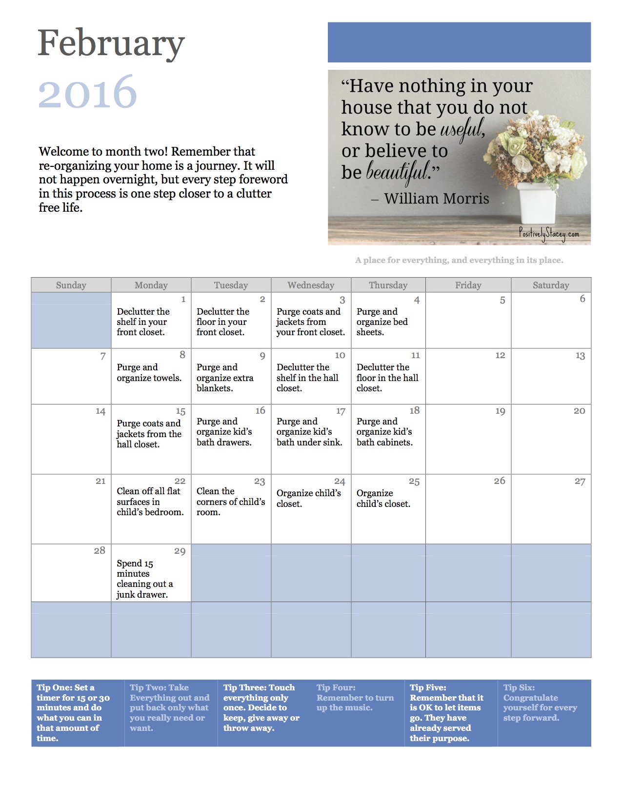 February Home Organization Plan copy
