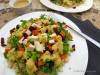Colorful Veggie Filled Brown Rice with a Ginger-Lemon Dressing Winter Salad #SundaySupper