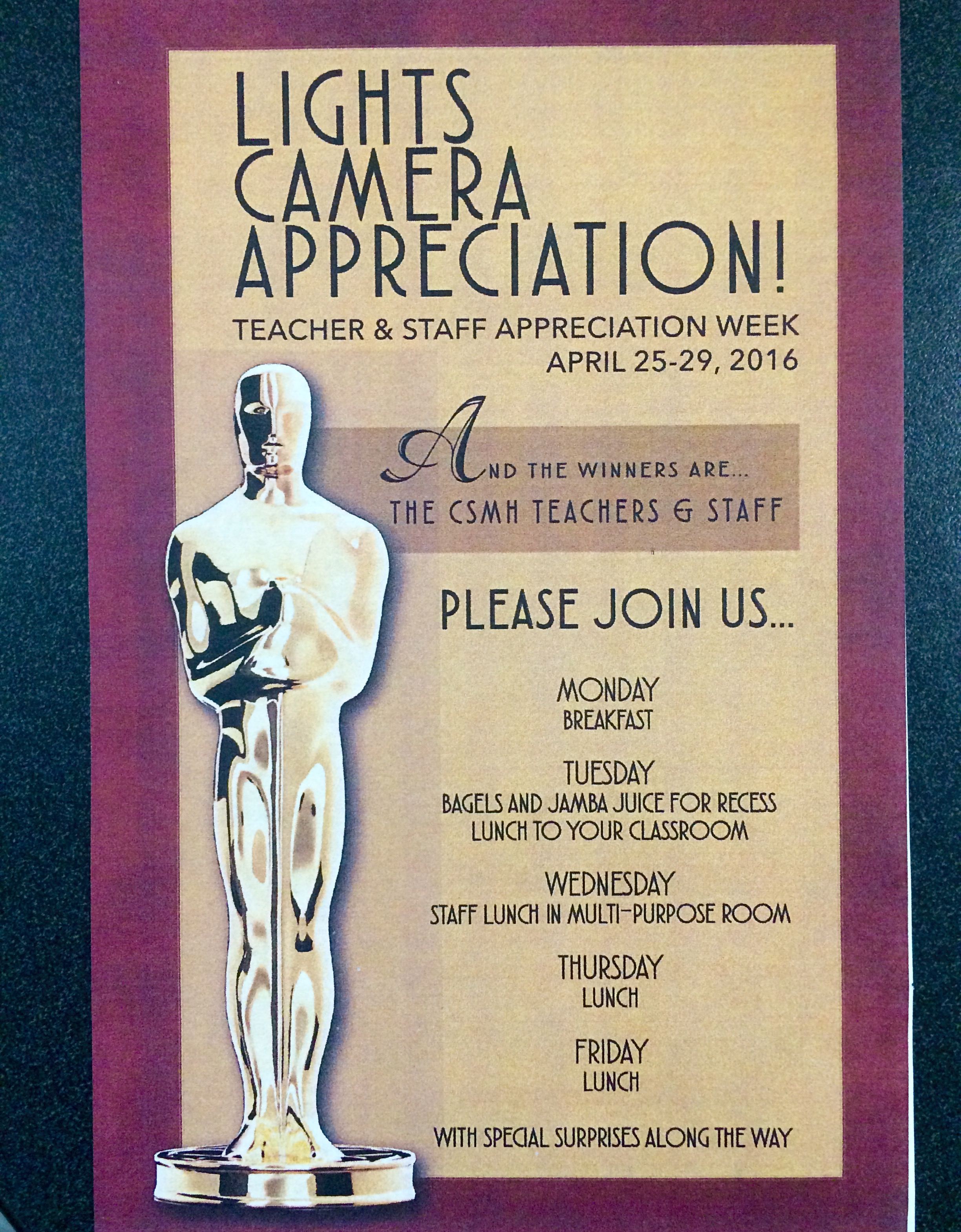 So many great ideas for a Hollywood Theme and Star Treatment Teacher Appreciation Week