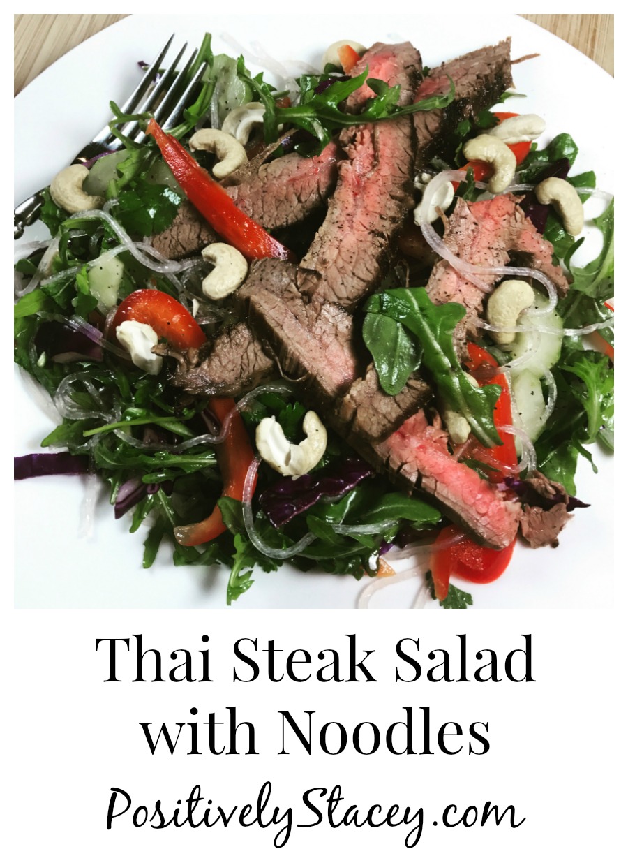 The flavors of this Thai Steak Salad with Noodles are a wonderful mix of tangy, sweet, spicy, creamy, and crunchy! Yes, a little bit of everything.