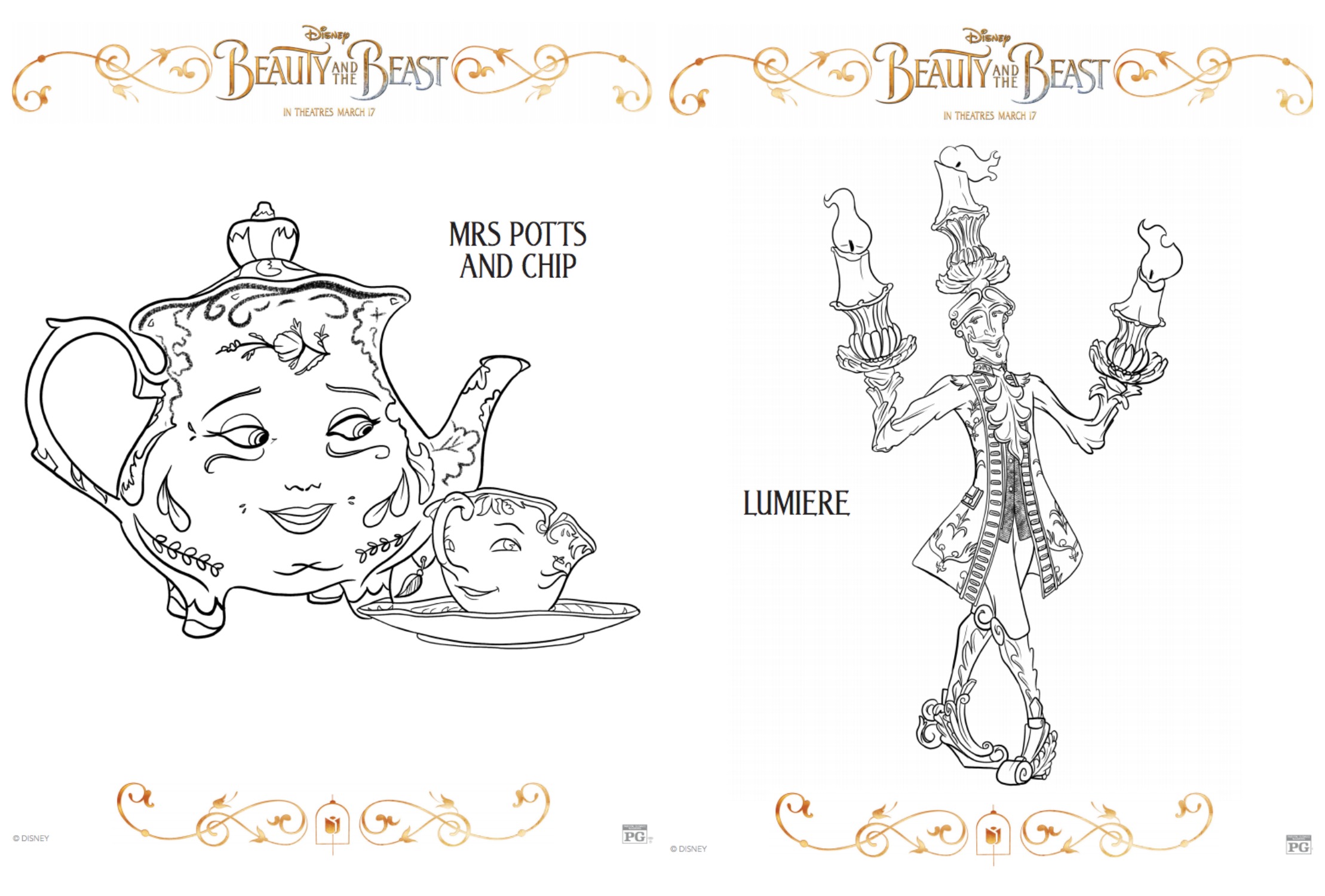 chip and mrs potts coloring pages