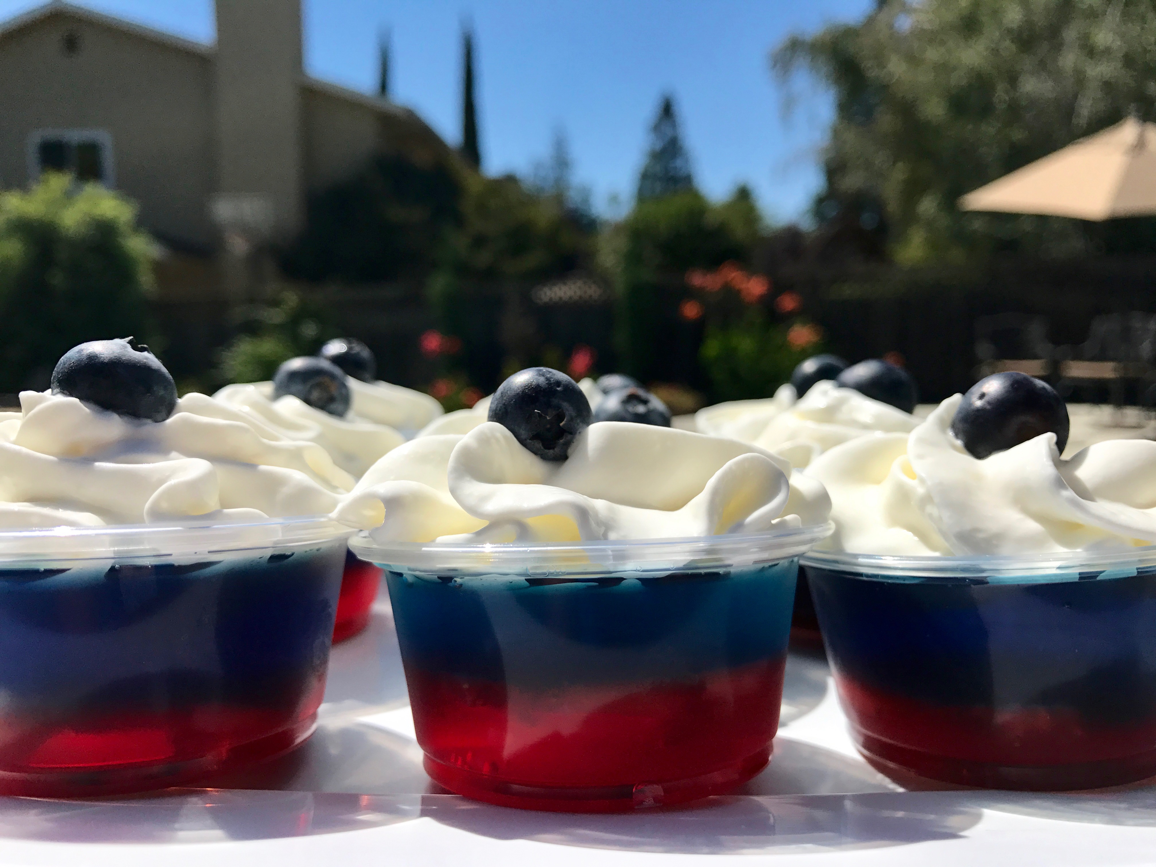 Strawberry Filled Red, White, and Blue Jello Shots Recipe