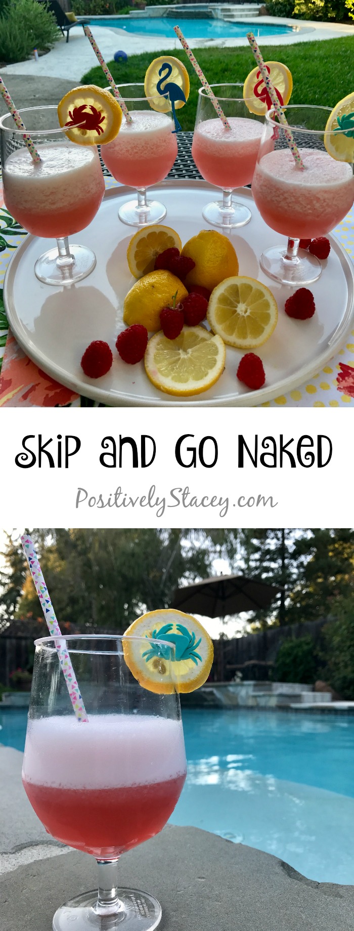 Have you ever had a Skip and Go Naked? This sweet lemony drink is seriously refreshing and the perfect summer cocktail! Enjoy one sitting by the pool.