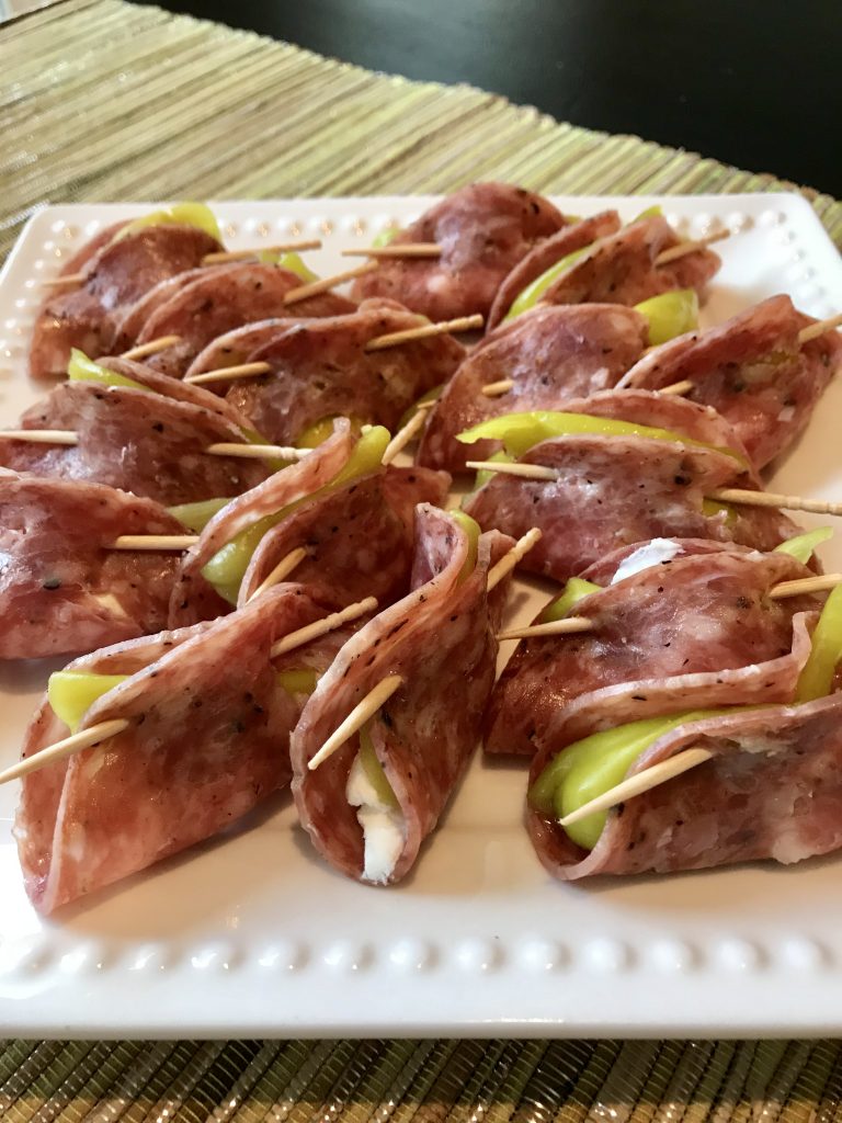 Salami, Cream Cheese, and Pepperoncini Roll-Ups #SundaySupper