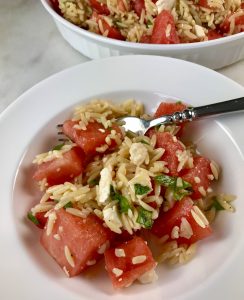 Orzo Salad with Watermelon and Feta #SundaySupper