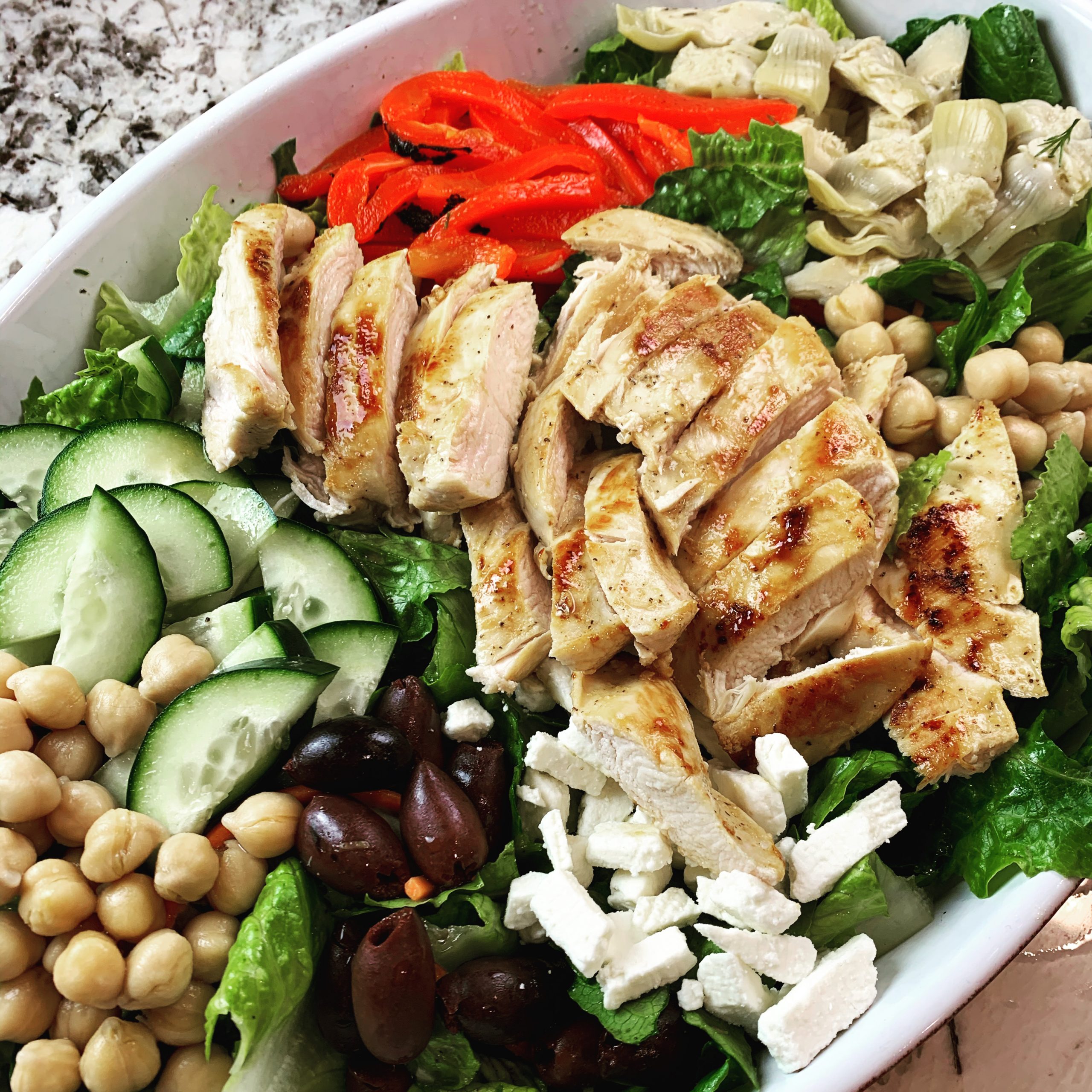 Greek lemon-dill grilled chicken salad - Positively Stacey