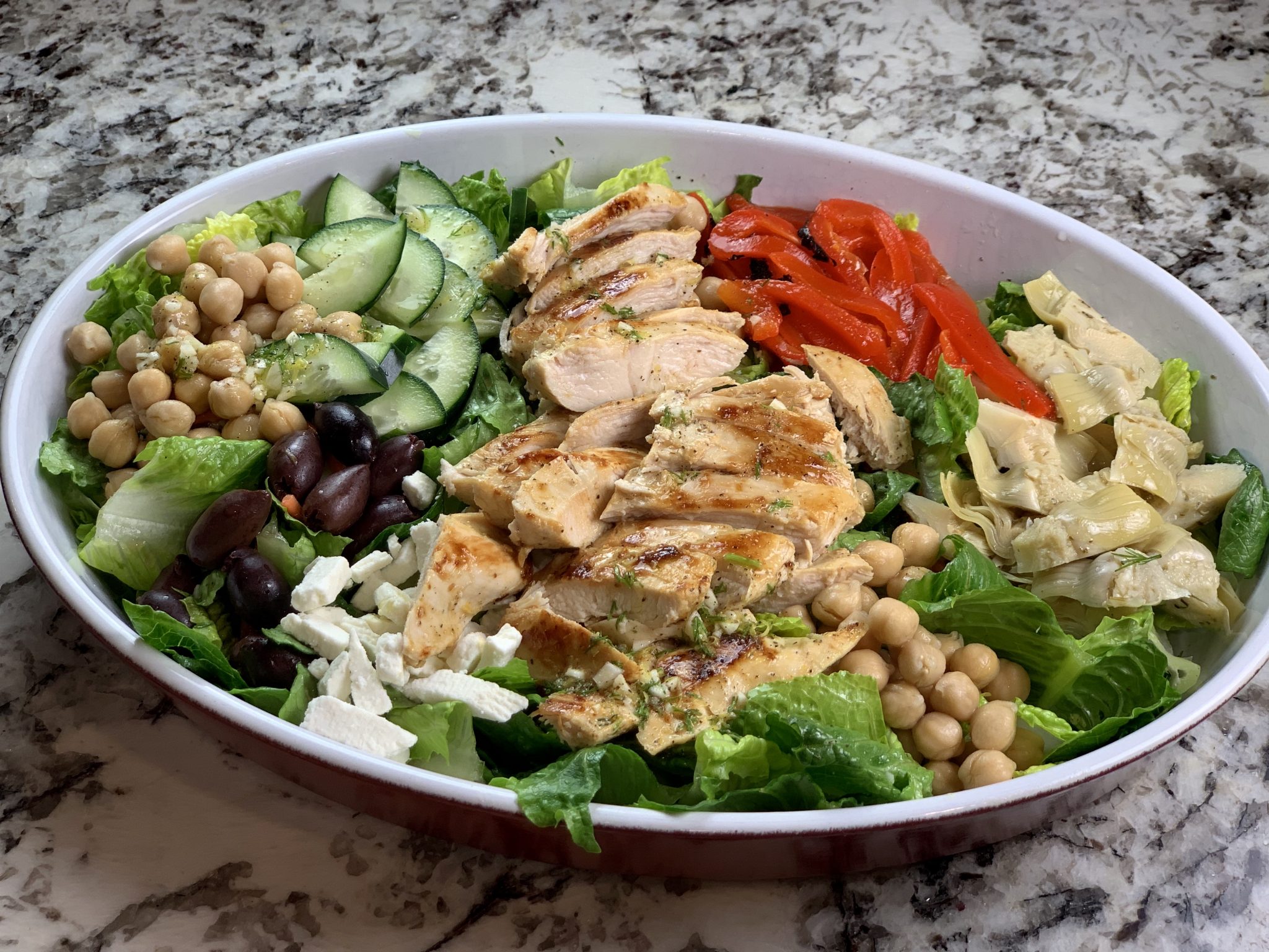 Greek Lemon-Dill Grilled Chicken Salad - Positively Stacey