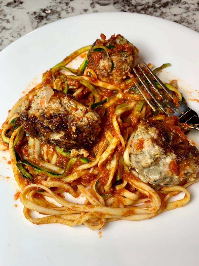 Turkey Meatballs with Marinara Zoodles