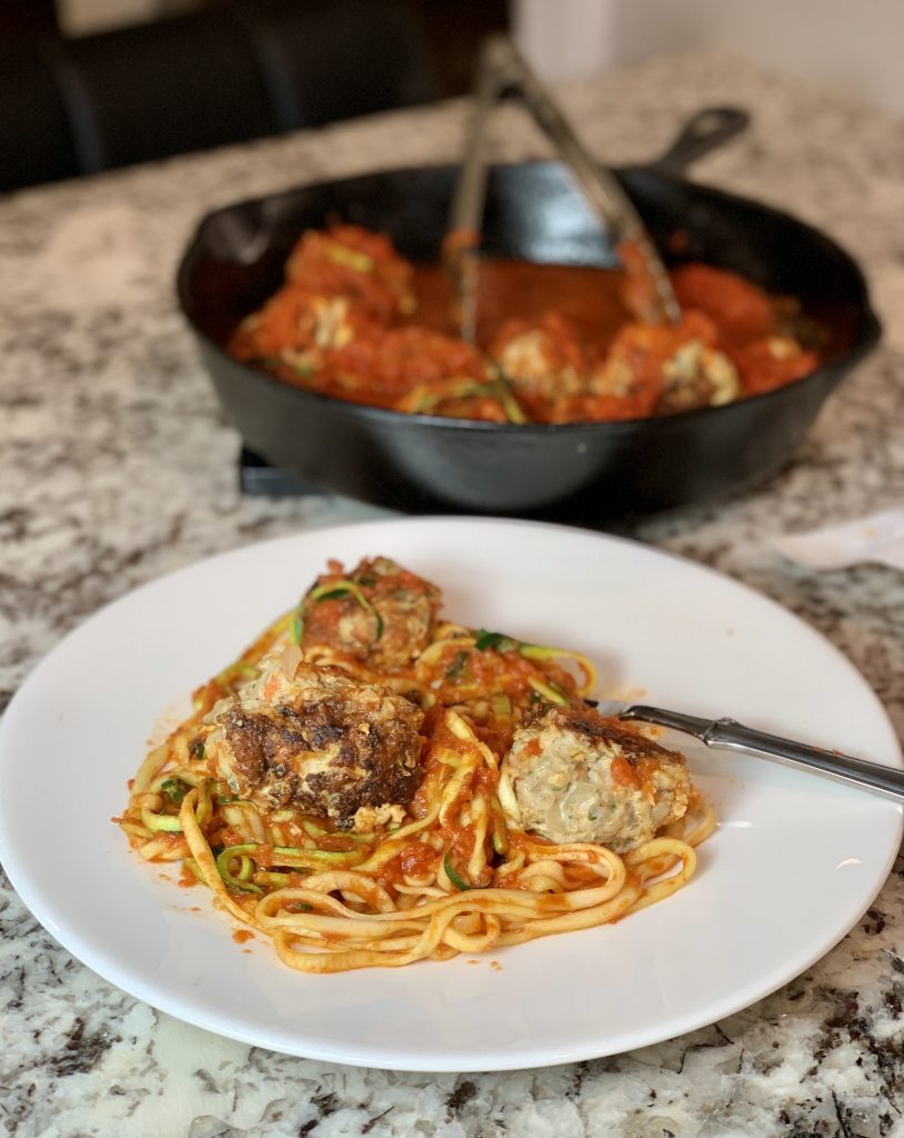 Turkey Meatballs with Marinara Zoodles